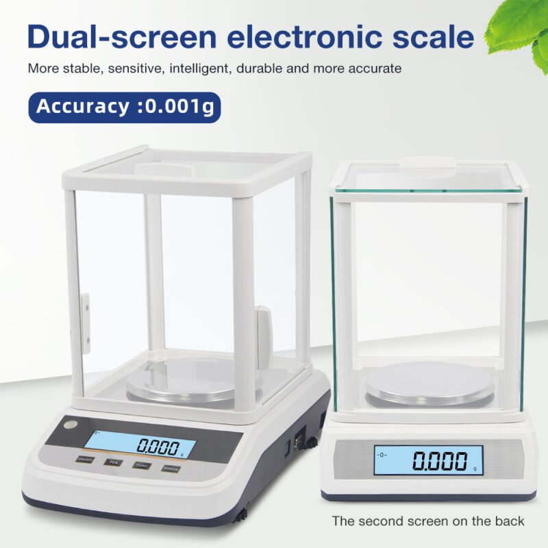 100g/200g/300g/500g 1mg dual screen display laboratory balance scale+BS007/BS008/BS009/BS010 - Image 2