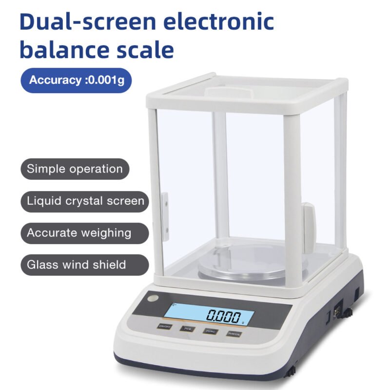 100g/200g/300g/500g 1mg dual screen display laboratory balance scale+BS007/BS008/BS009/BS010 - Image 4