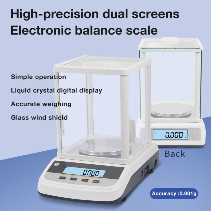 100g/200g/300g/500g 1mg dual screen display laboratory balance scale+BS007/BS008/BS009/BS010 - Image 3
