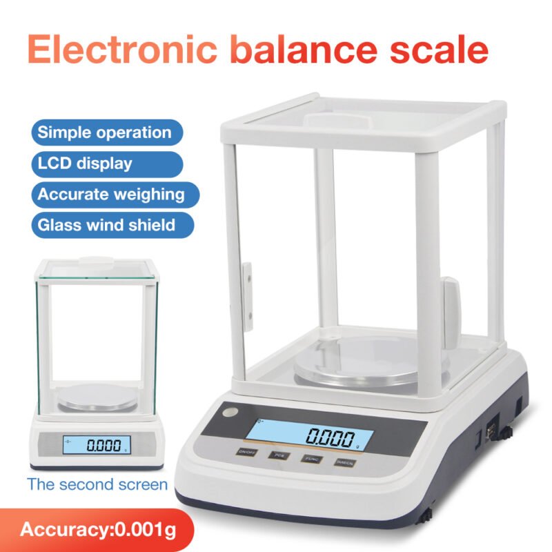 100g/200g/300g/500g 1mg dual screen display laboratory balance scale+BS007/BS008/BS009/BS010 - Image 6