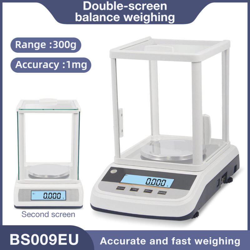 100g/200g/300g/500g 1mg dual screen display laboratory balance scale+BS007/BS008/BS009/BS010 - Image 11